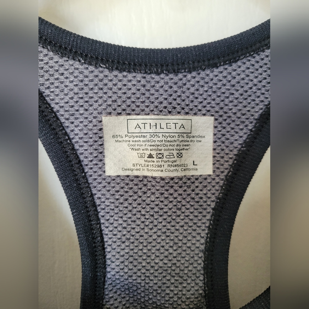 Athleta Fastest Track Racerback Tank Black White Polka Dot Seamless Mesh Large - Picture 3 of 6
